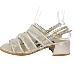 Vintage Stuart Weitzman Womens Size 6 Mesh 3Strap Block Heel Sandals
